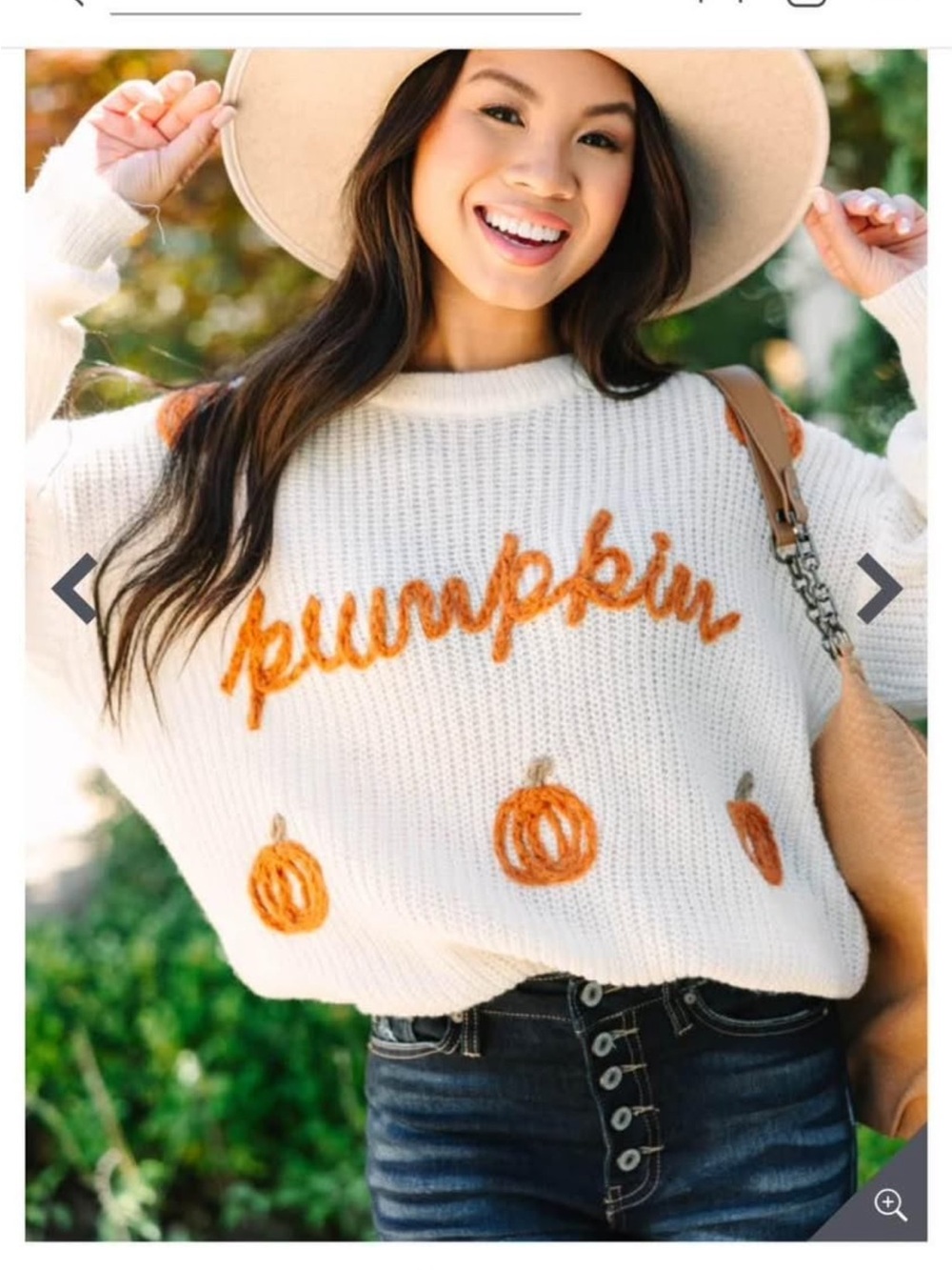 Shop The Mint Hey Pumpkin Cream Knit Crewneck Sweater with Orange Pumpkin Script